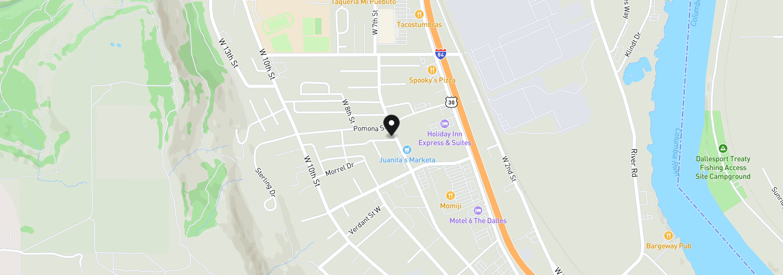Map showing the location of 950 Pomona St 101, The Dalles, OR 97058