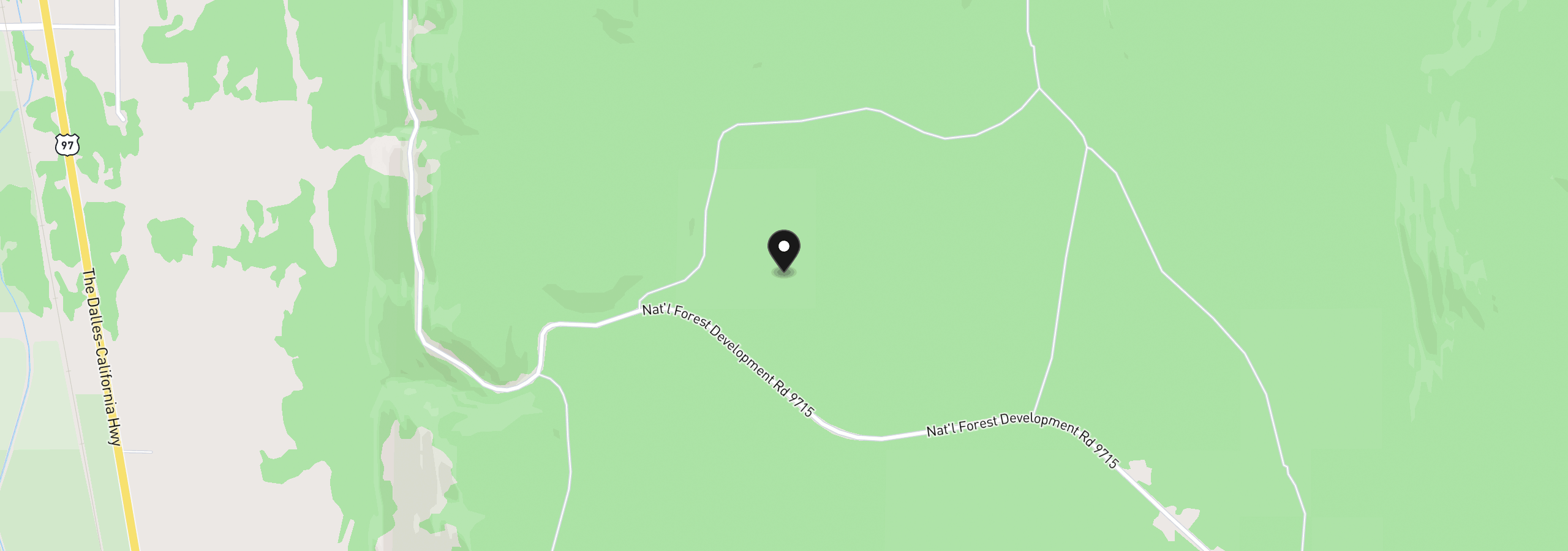 Map showing the location of 1 Forest Rd 9715, Chiloquin, OR 97624