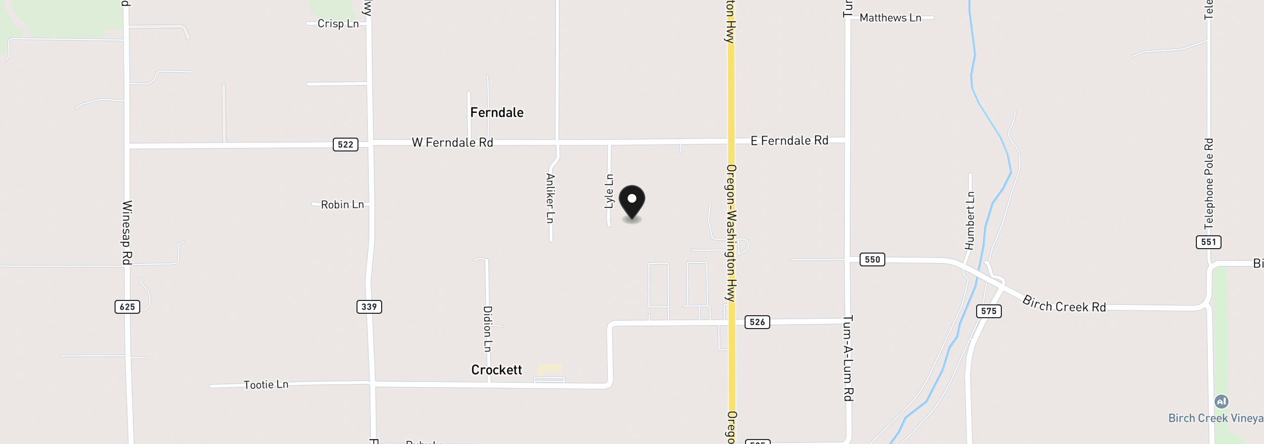 Map showing the location of 84903 Lyle Ln, Milton-Freewater, OR 97862