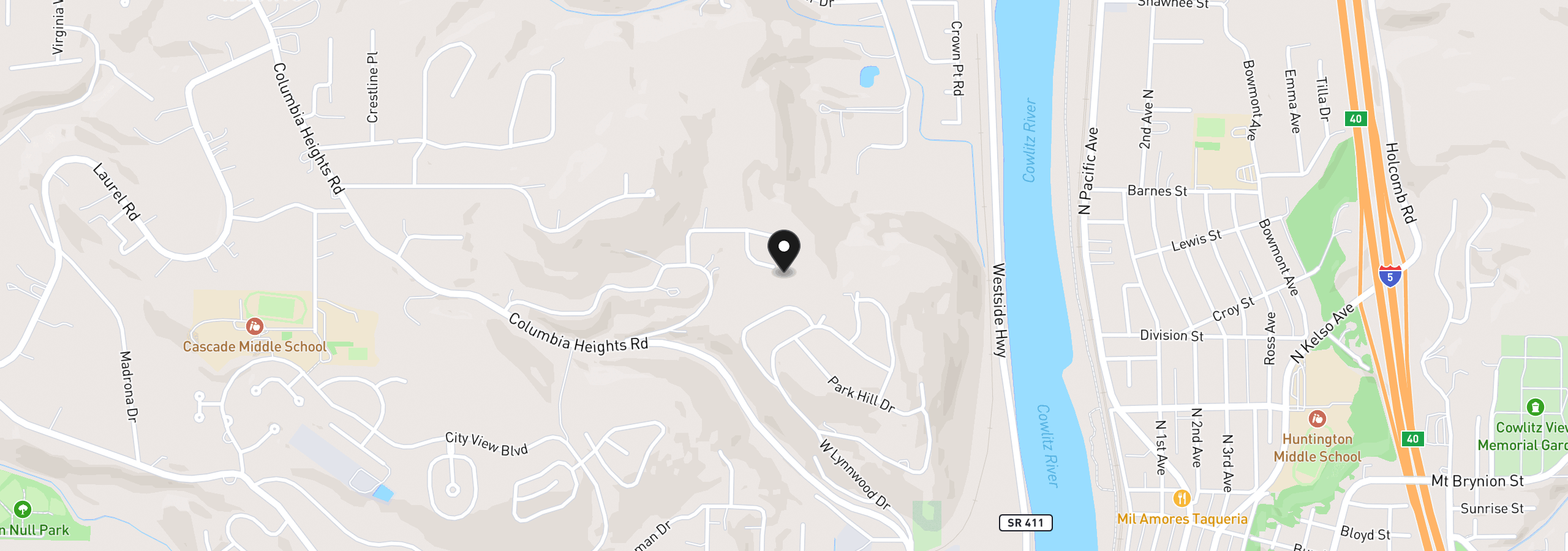 Map showing the location of 299 Cedar Ln, Longview, Wa 98632