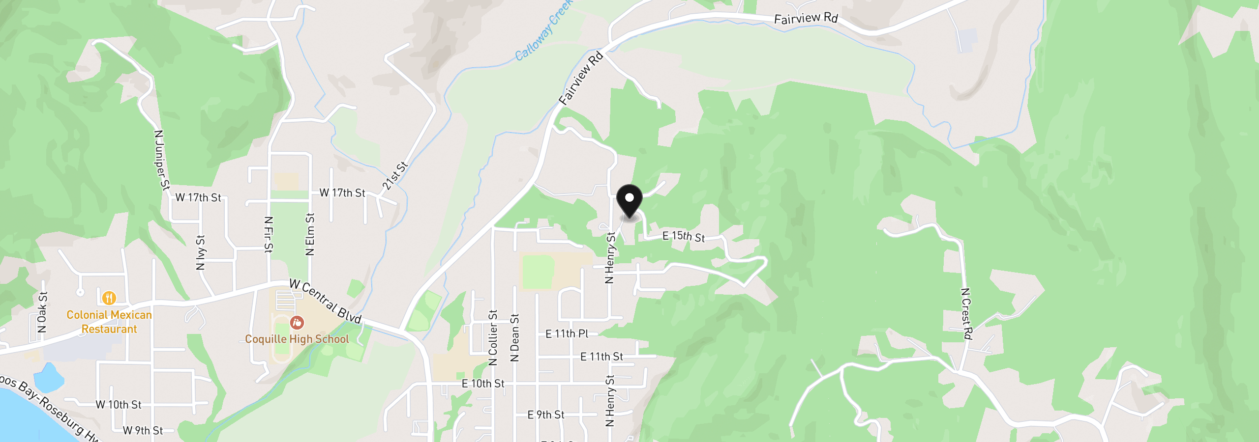 Map showing the location of 1570 N Irving St, Coquille, OR 97423
