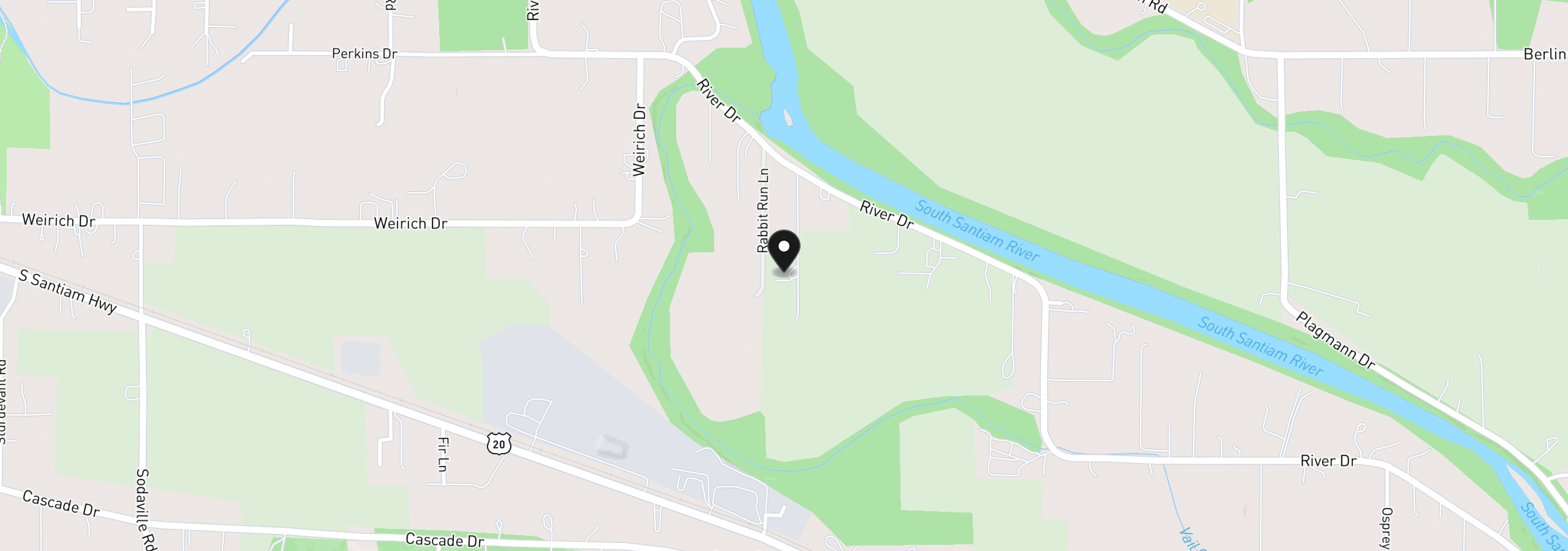 Map showing the location of 38712 River Dr, Lebanon, OR 97355
