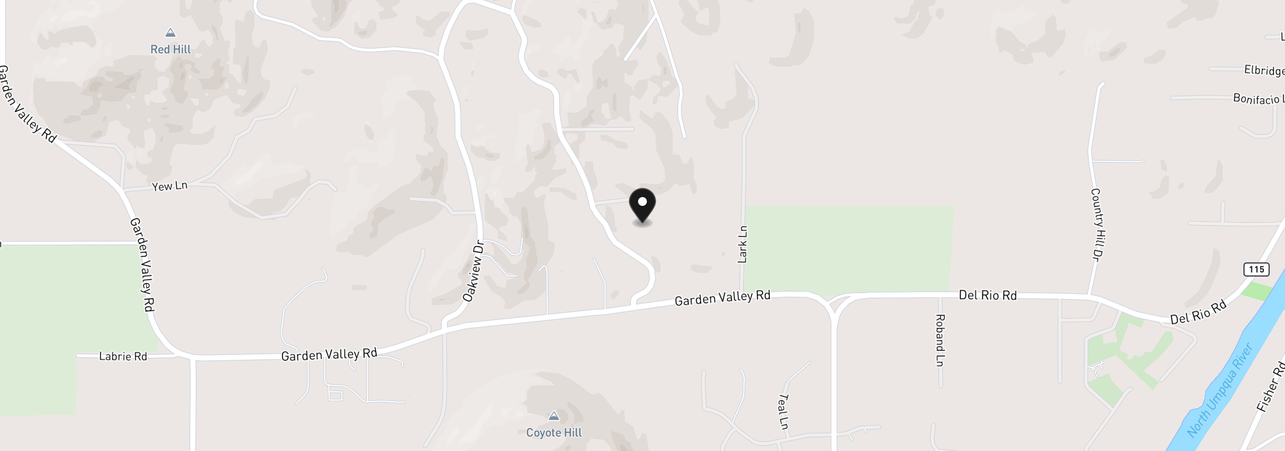 Map showing the location of 321 Arcadia Dr, Roseburg, OR 97471