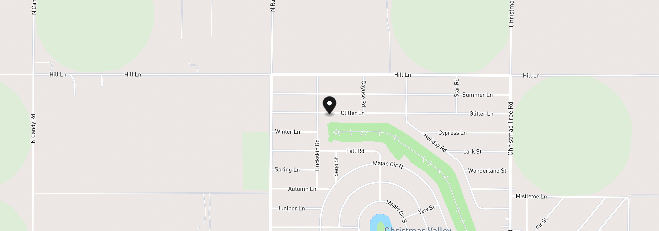 Map showing the location of 86880 Glitter Ln, Christmas Valley, OR 97641