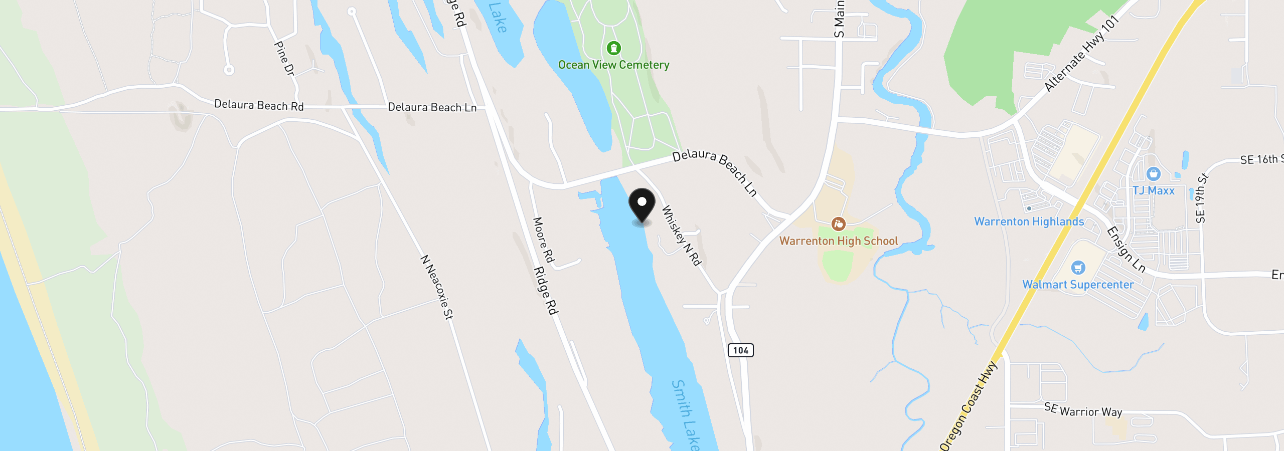 Map showing the location of Vl Whiskey Ln, Warrenton, OR 97146