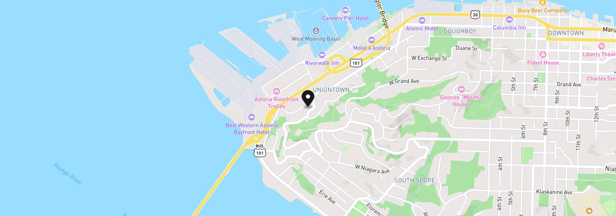 Map showing the location of 460 Alameda Ave, Astoria, OR 97103