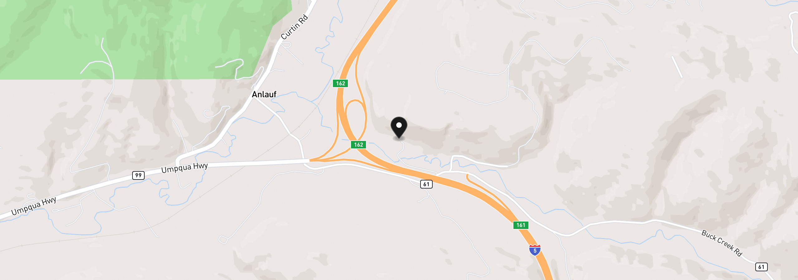Map showing the location of 920 Buck Creek Rd, Drain, OR 97435