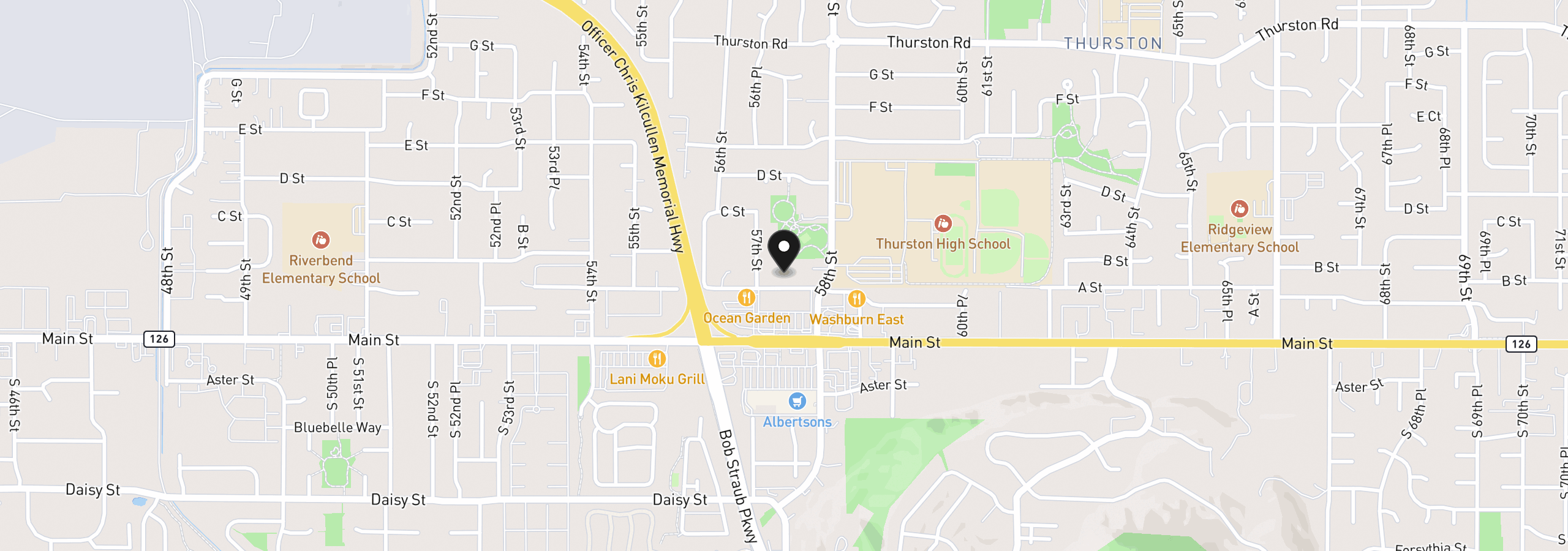 Map showing the location of 5736 A St, Springfield, OR 97478