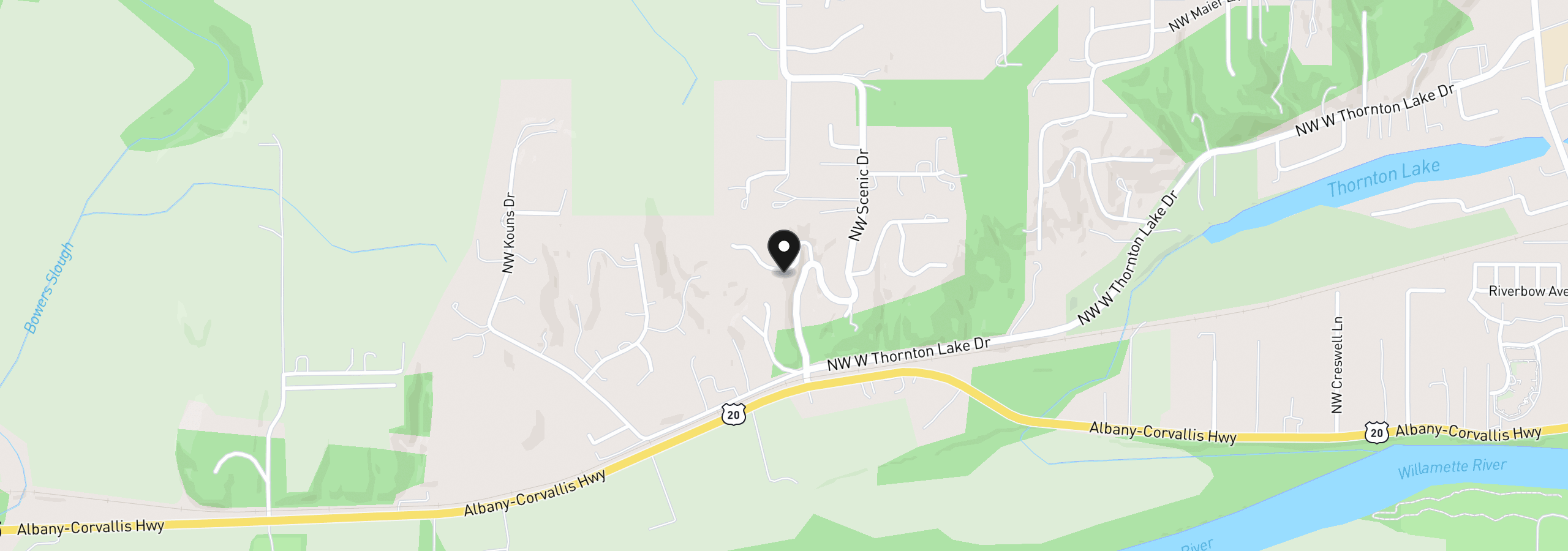 Map showing the location of 3530 NW Mariposa Dr, Albany, OR 97321