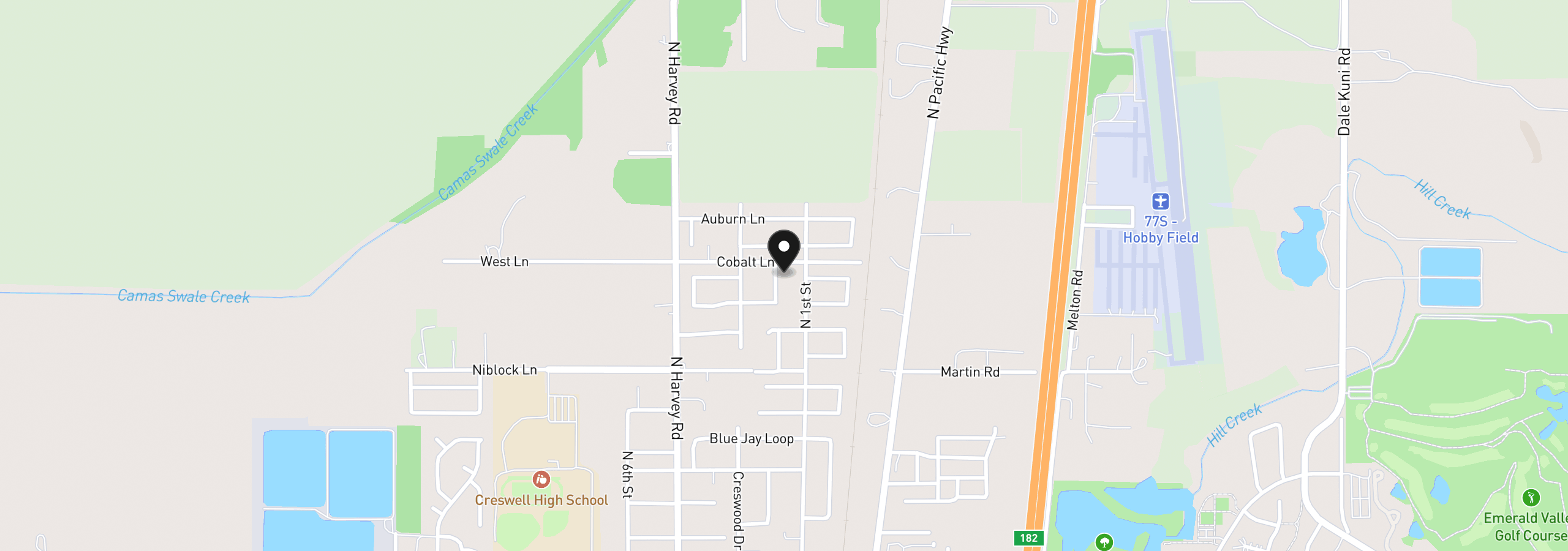 Map showing the location of 1260 Hazelnut Ct, Creswell, OR 97426