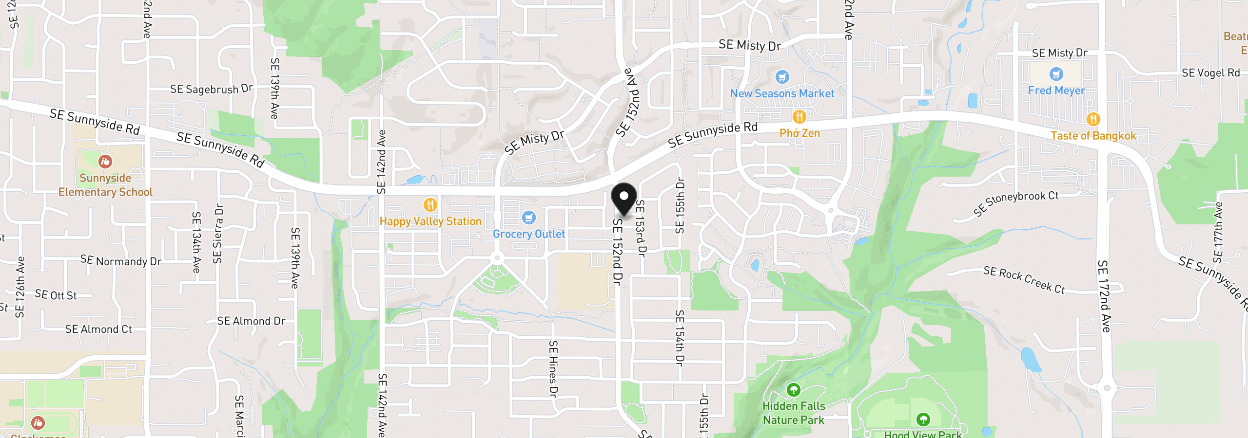 Map showing the location of 15204 SE Dougie Rd, Clackamas, OR 97015