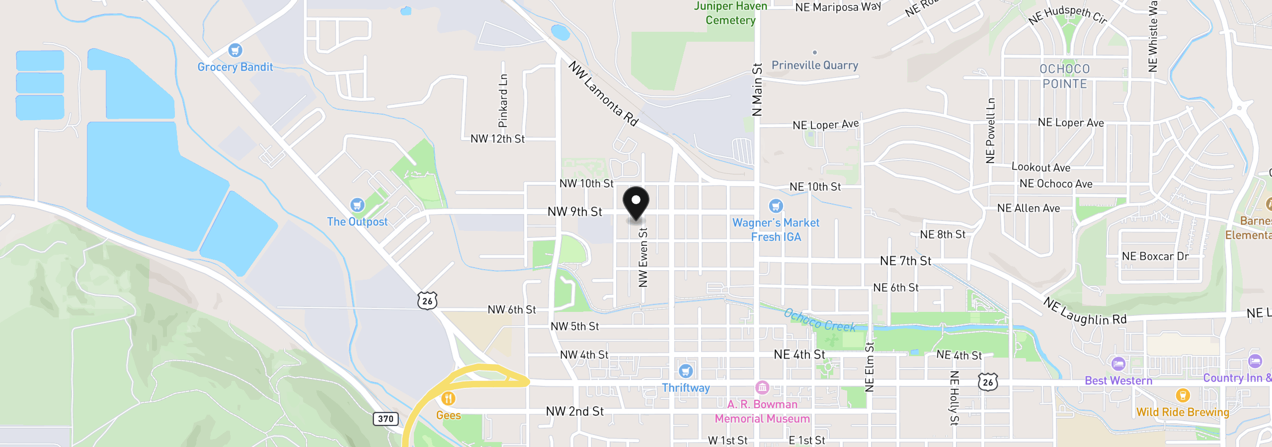 Map showing the location of 859 NW Ewen St, Prineville, OR 97754