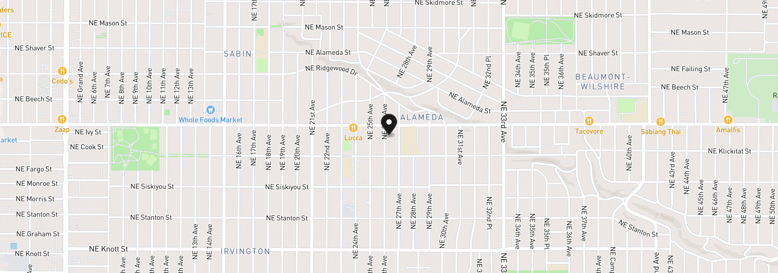 Map showing the location of 3414 NE 26th Ave, Portland, OR 97212