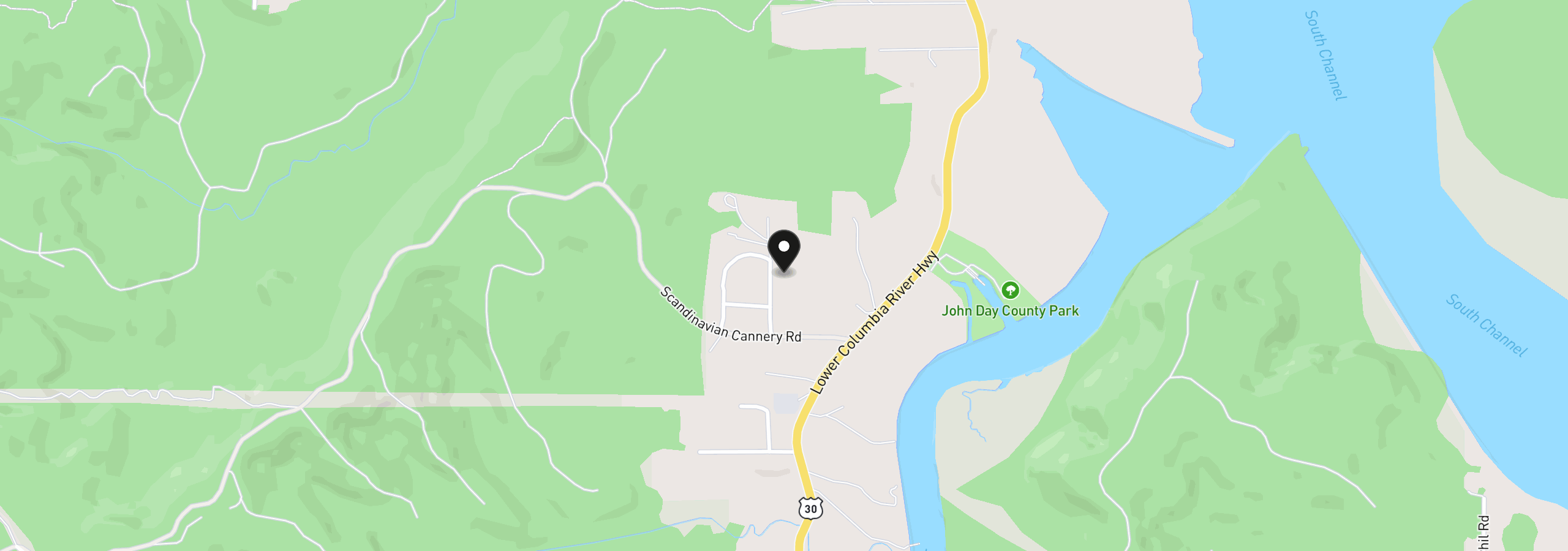 Map showing the location of 93200 Evergreen Rd, Astoria, OR 97103