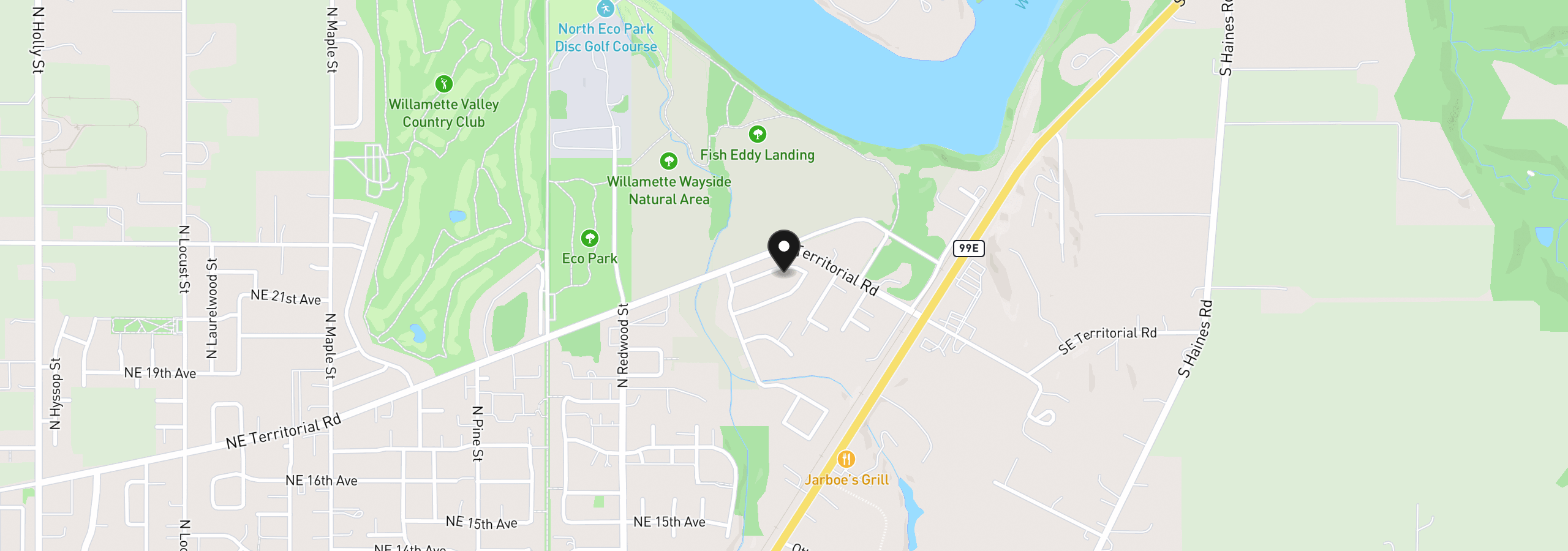 Map showing the location of 1947 NE 21st Ave, Canby, OR 97013