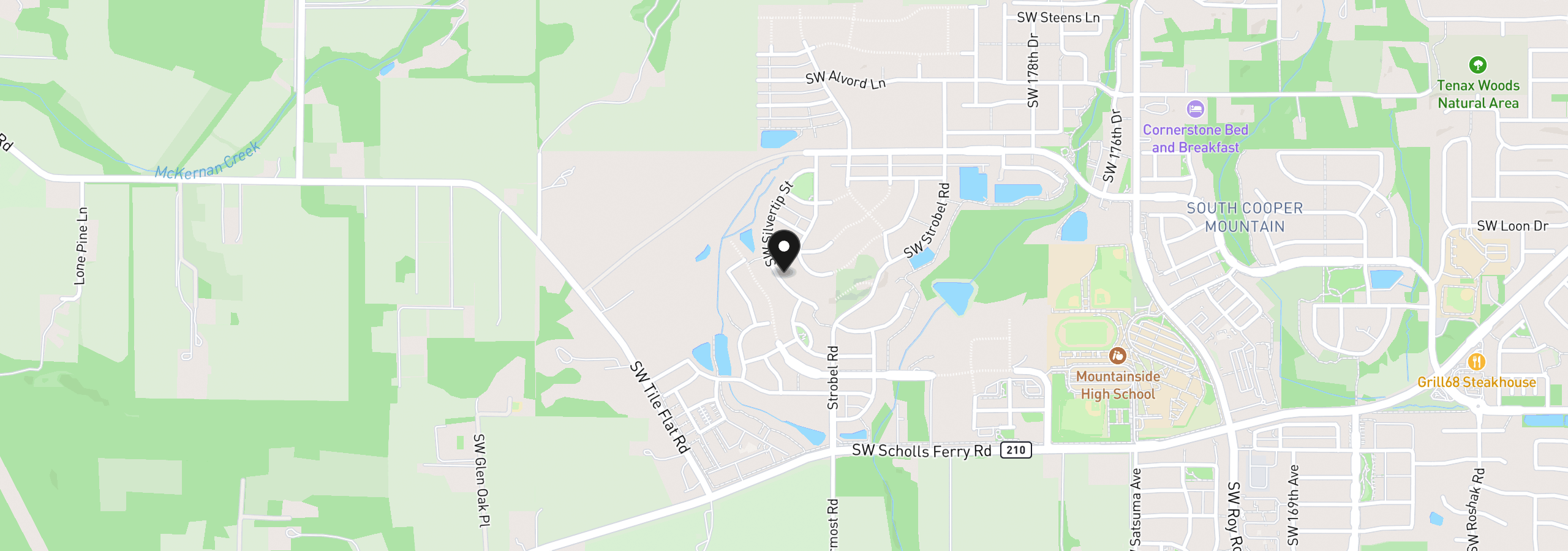 Map showing the location of 12400 SW Silvertip St, Beaverton, OR 97007