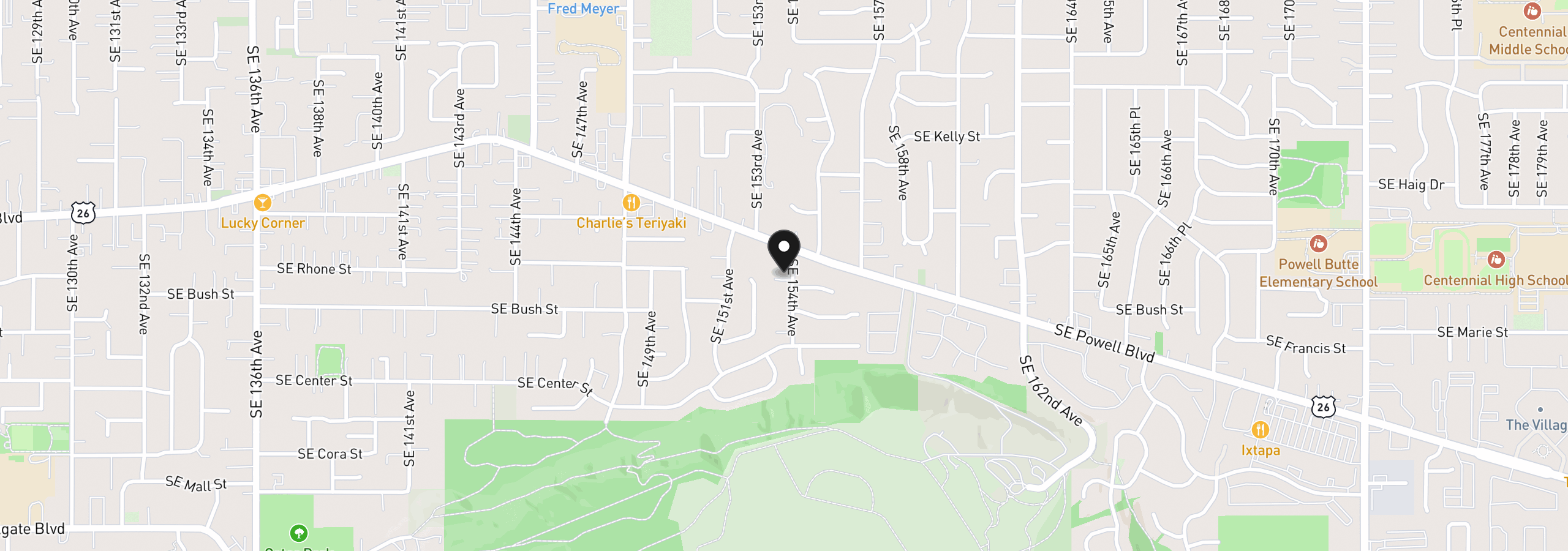 Map showing the location of 3707 SE 154th Ave, Portland, OR 97236
