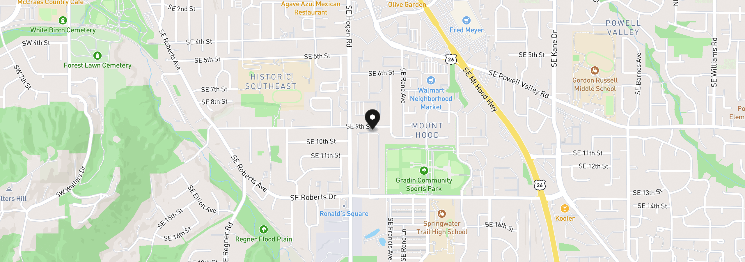 Map showing the location of 1949 SE Palmquist Rd 1, Gresham, OR 97080
