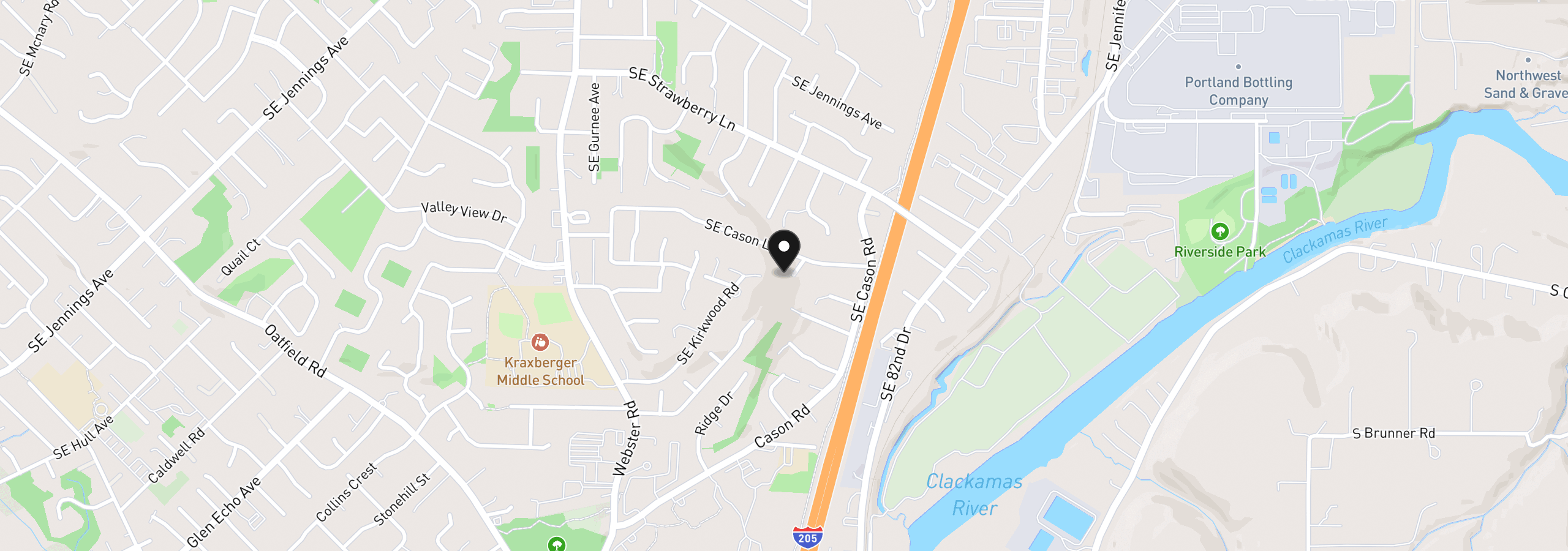 Map showing the location of 8431 SE Cason Ct, Gladstone, OR 97027