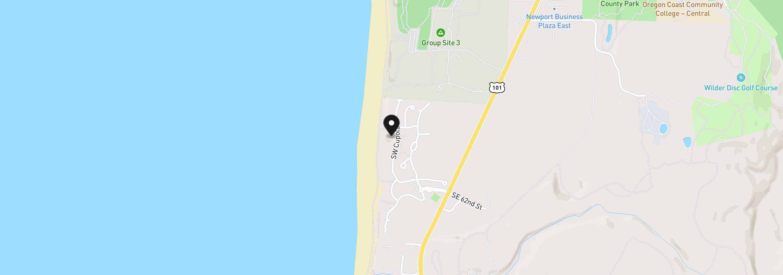 Map showing the location of 5916 SW Cupola Dr, Newport, OR 97365