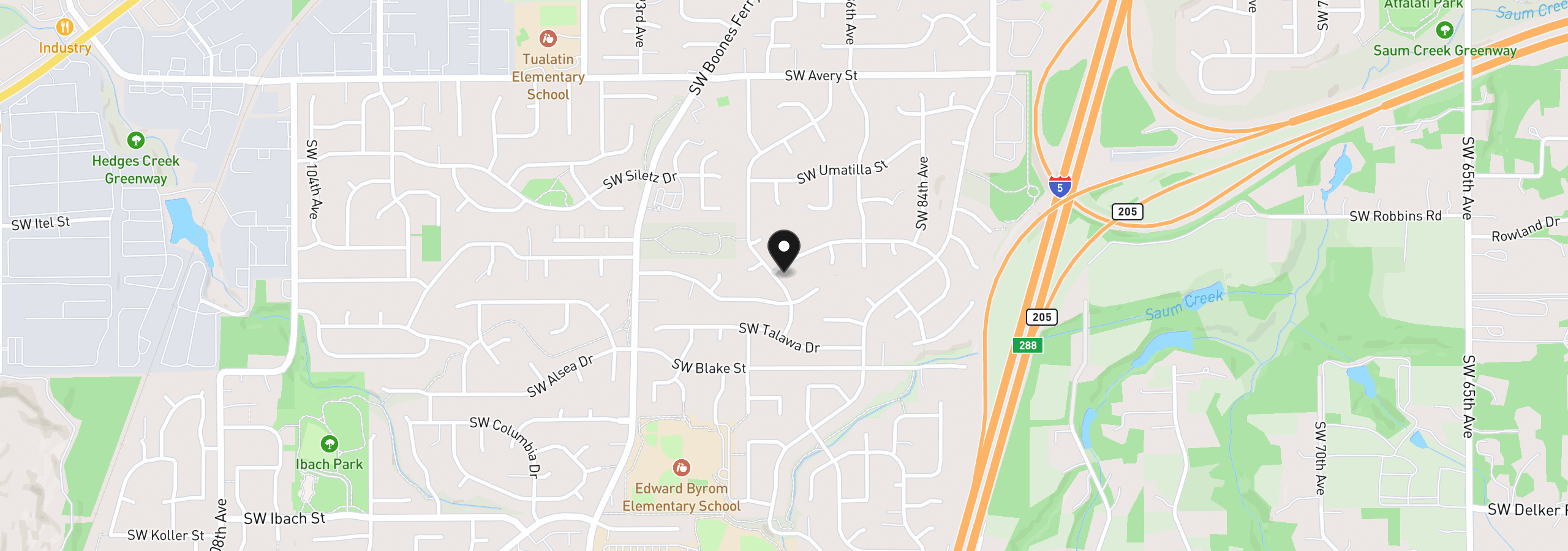 Map showing the location of 21216 SW 90th Ave, Tualatin, OR 97062