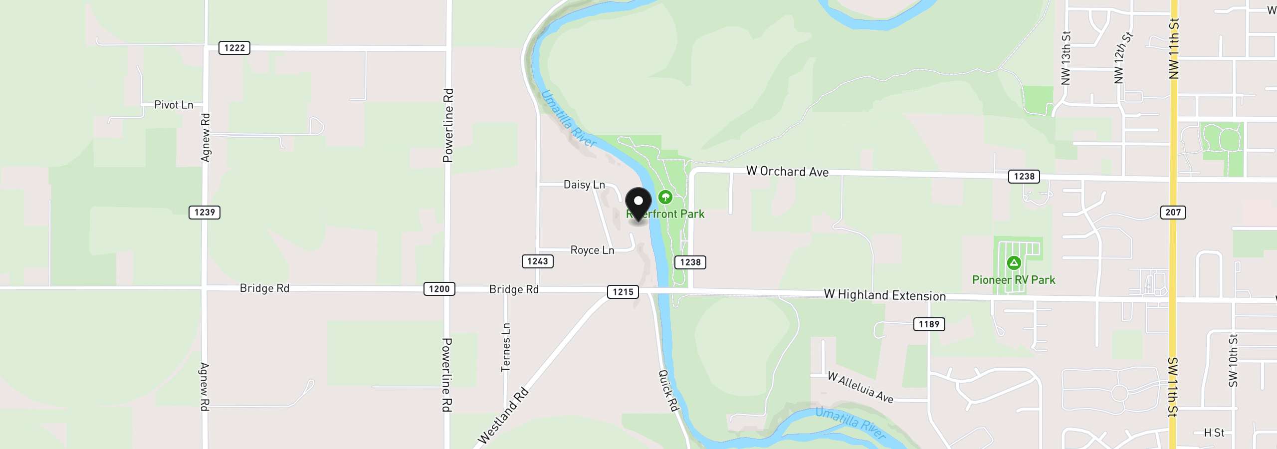 Map showing the location of 29843 Royce Ln, Hermiston, OR 97838