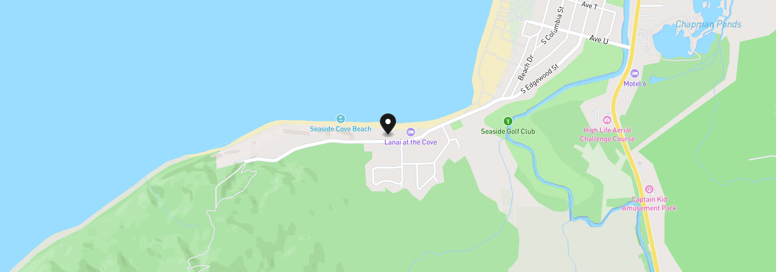 Map showing the location of 3232 Sunset Blvd, Seaside, OR 97138