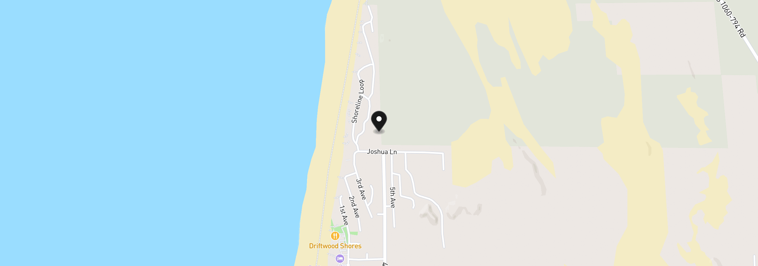 Map showing the location of Shoreline Dr 116-120, Florence, OR 97439