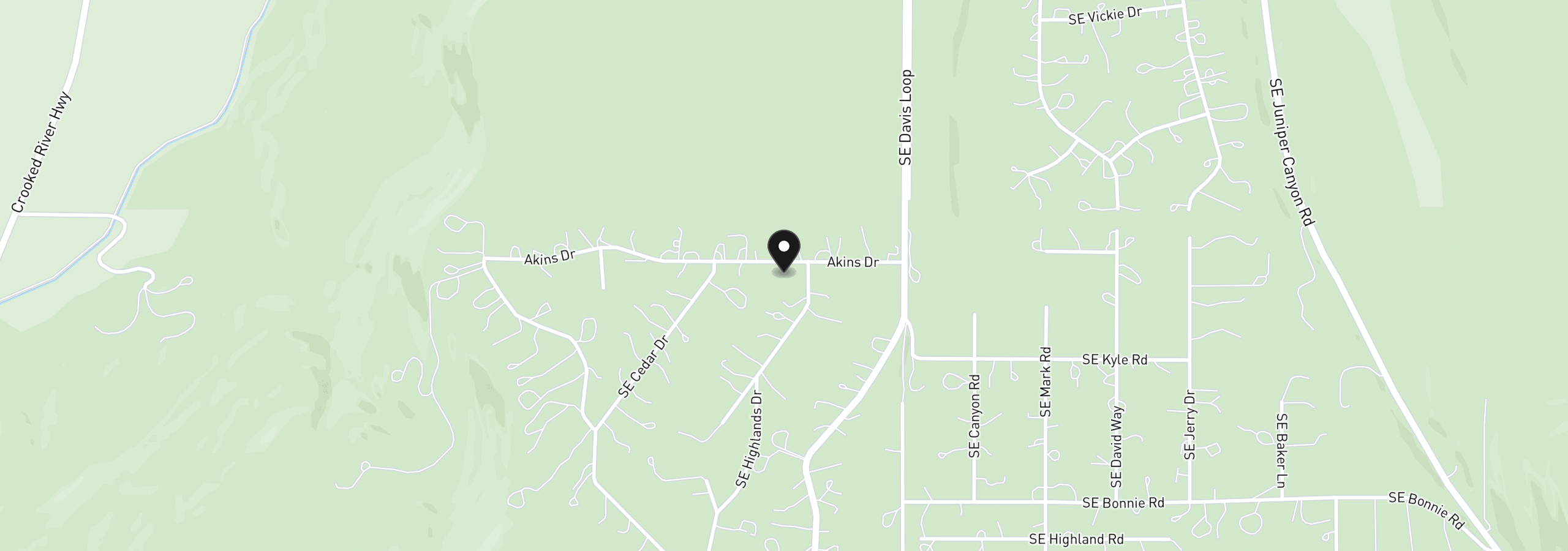 Map showing the location of 1384 SE Akins Dr, Prineville, OR 97754