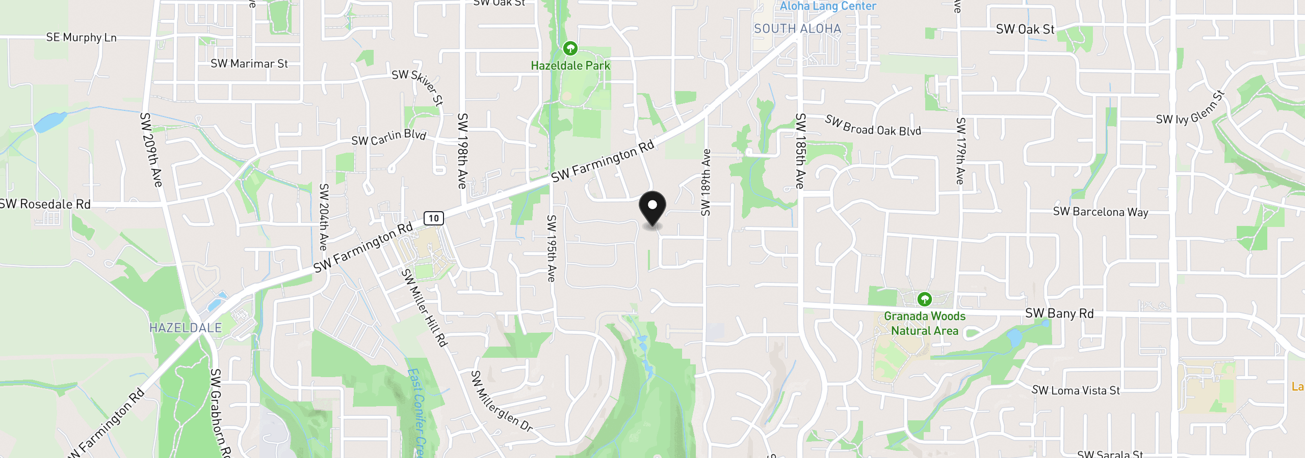 Map showing the location of 19097 SW Wildcat Ln, Beaverton, OR 97007