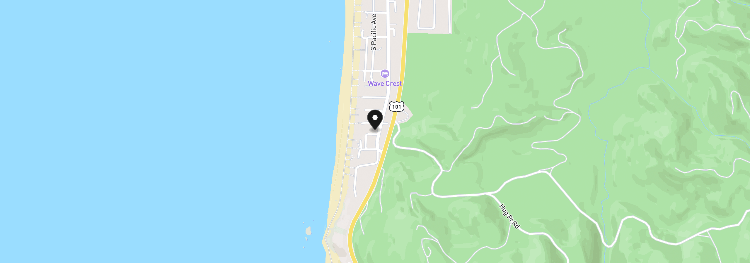 Map showing the location of 116 Watts Way, Cannon Beach, OR 97110