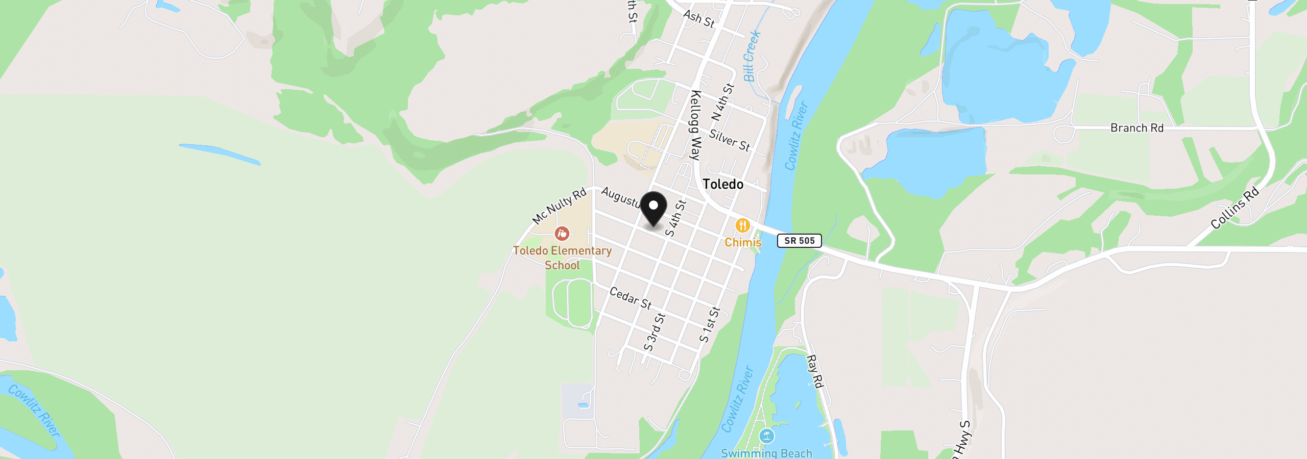 Map showing the location of 420 Pine St, Toledo, Wa 98591