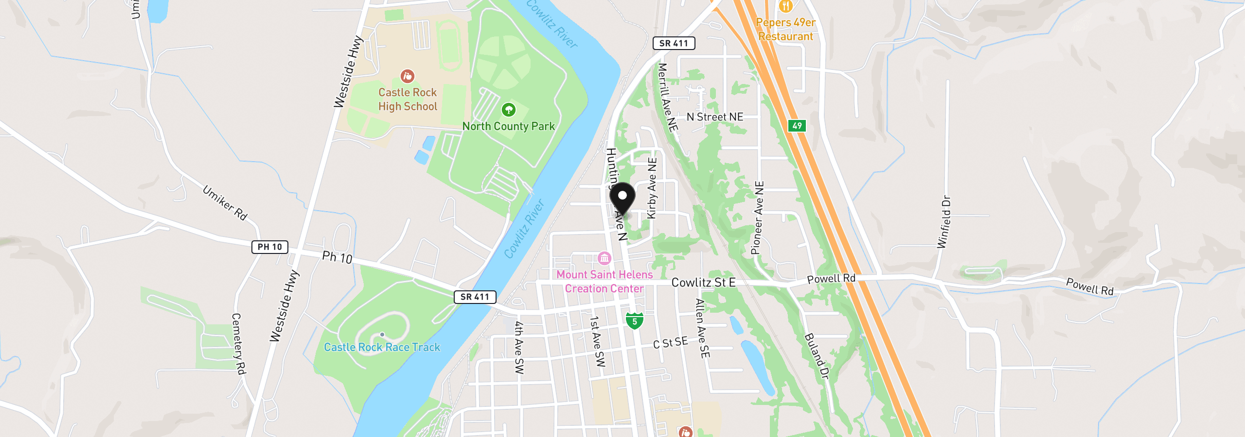 Map showing the location of 334 Roake Ave, Castle Rock, Wa 98611