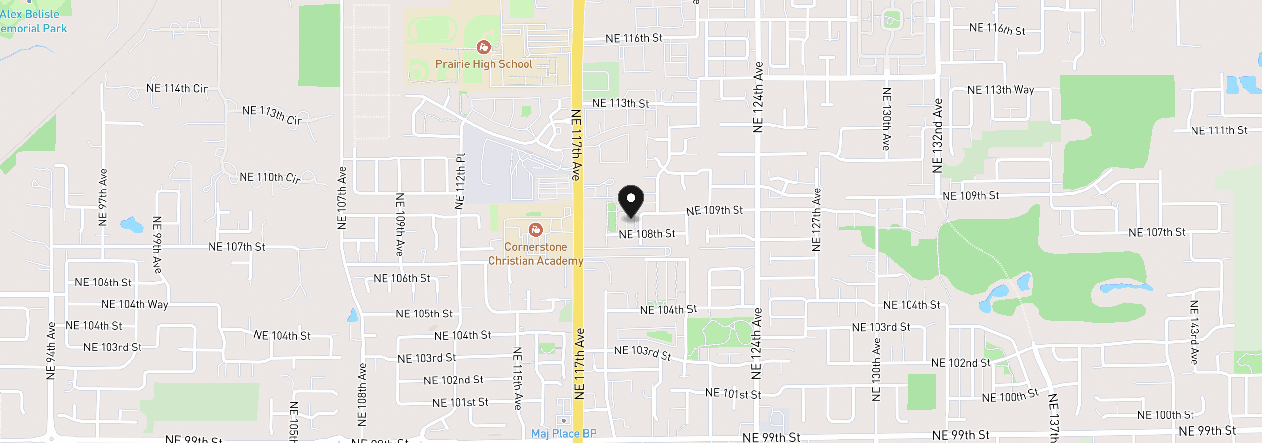 Map showing the location of 10813 NE 119th Pl, Vancouver, Wa 98662