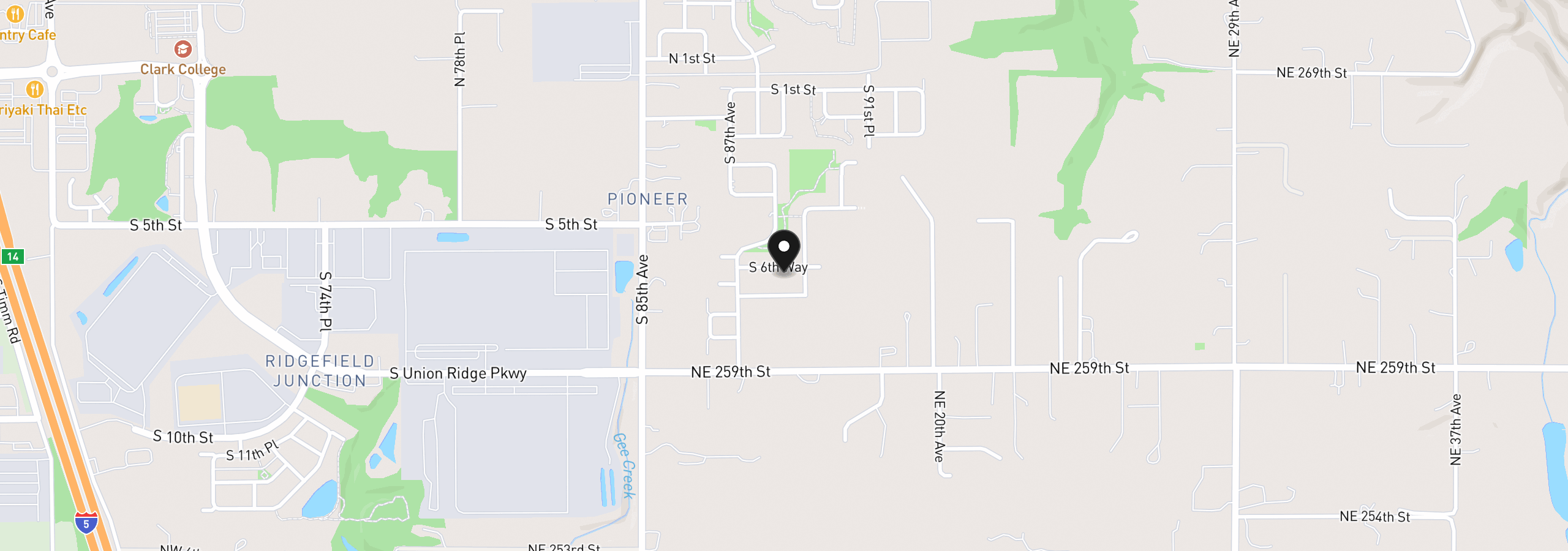 Map showing the location of 8849 S 6th Way, Ridgefield, Wa 98642