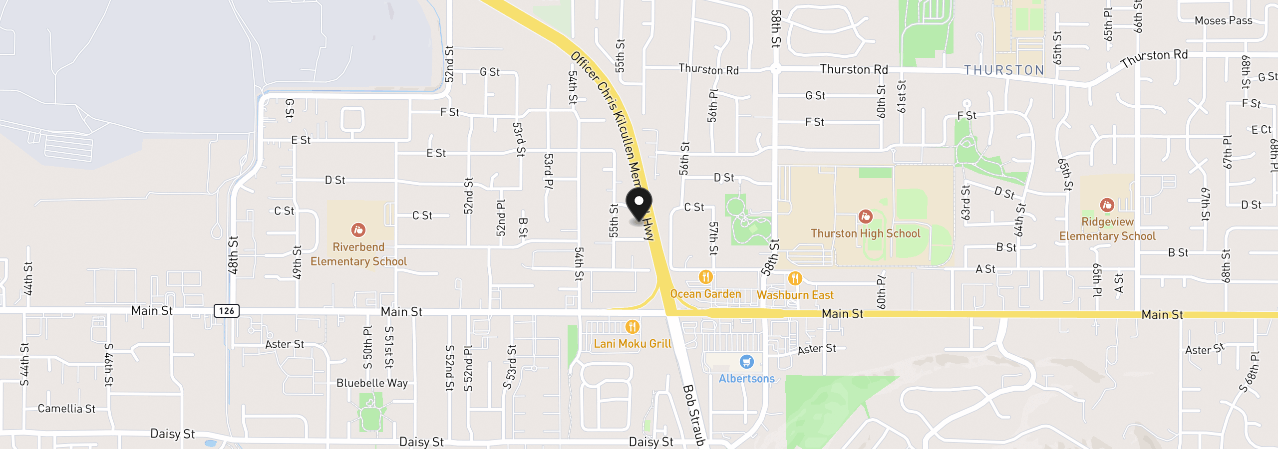 Map showing the location of B St, Springfield, OR 97478