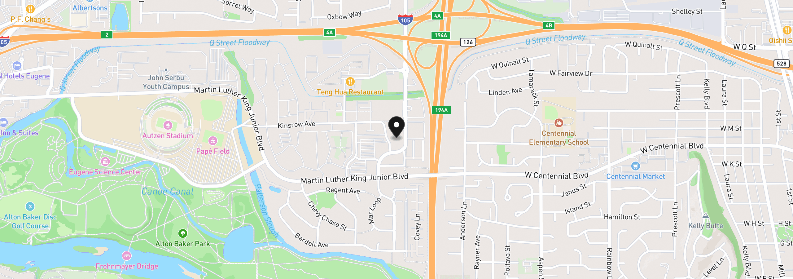 Map showing the location of 274 S Garden Way, Eugene, OR 97401