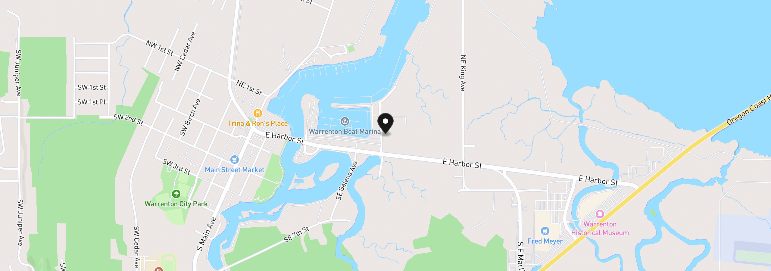 Map showing the location of 76 NE Heron Ave, Warrenton, OR 97146