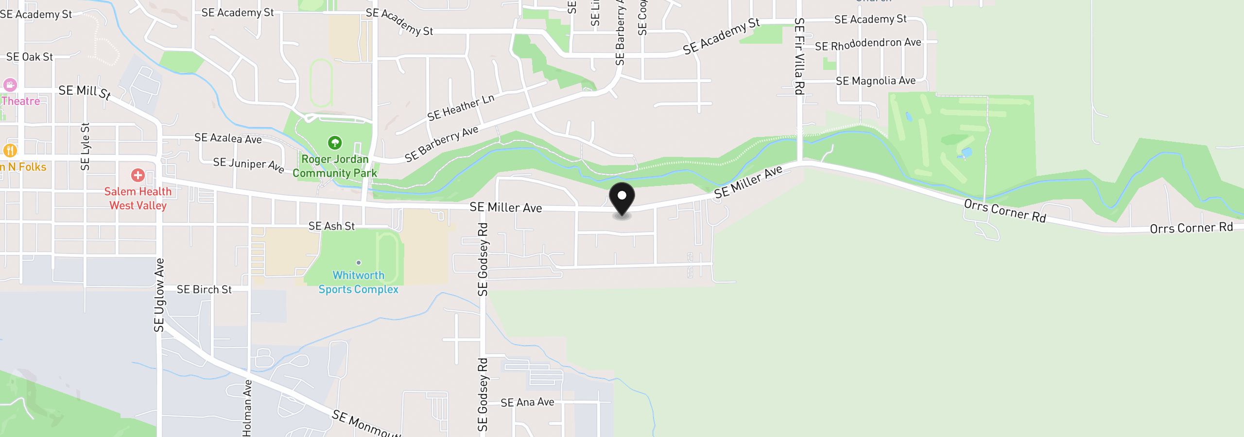 Map showing the location of 1642 SE Cortland Ave, Dallas, OR 97338