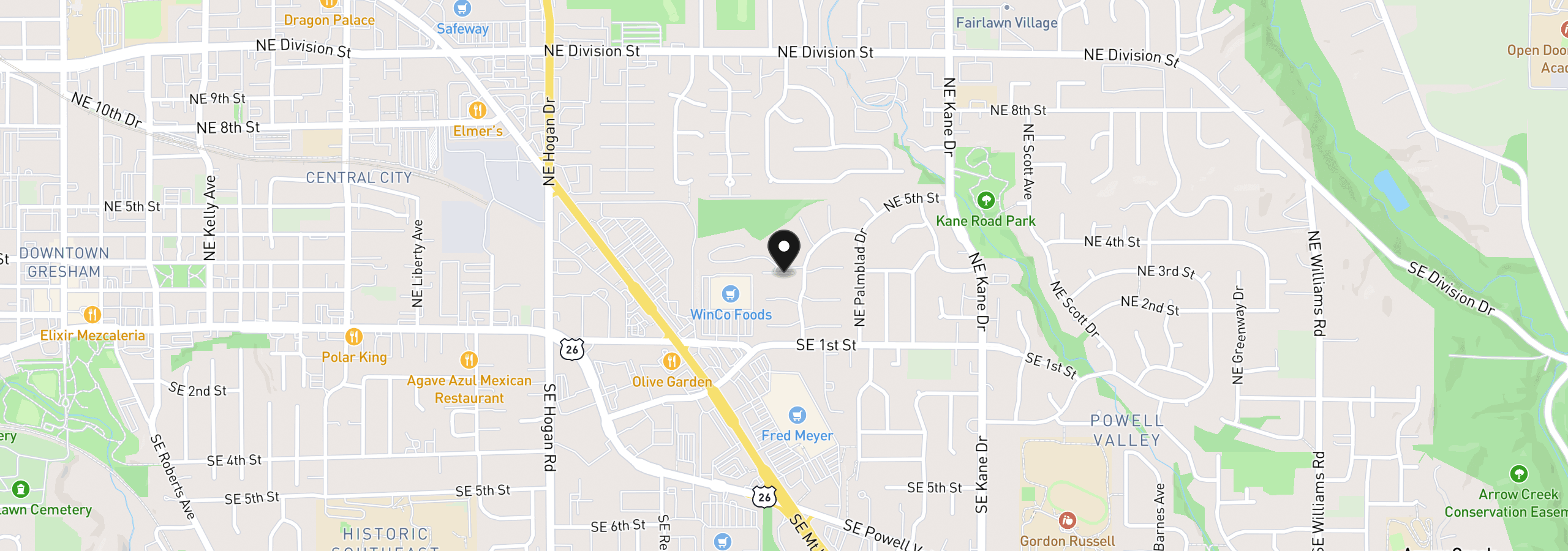 Map showing the location of 361 NE Village Squire Ave 4, Gresham, OR 97030