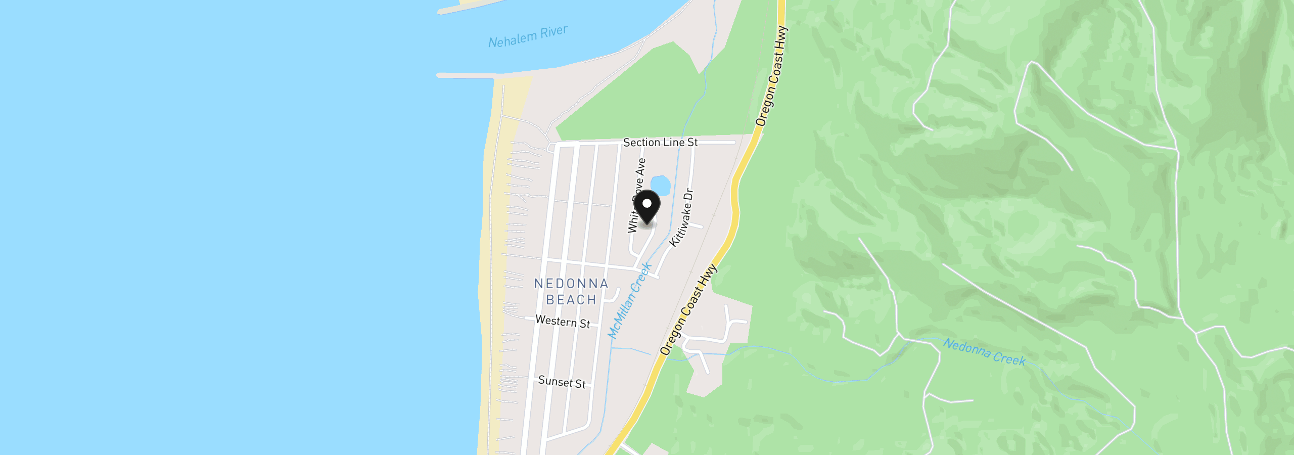 Map showing the location of 26534 Chieftain Dr, Rockaway Beach, OR 97136