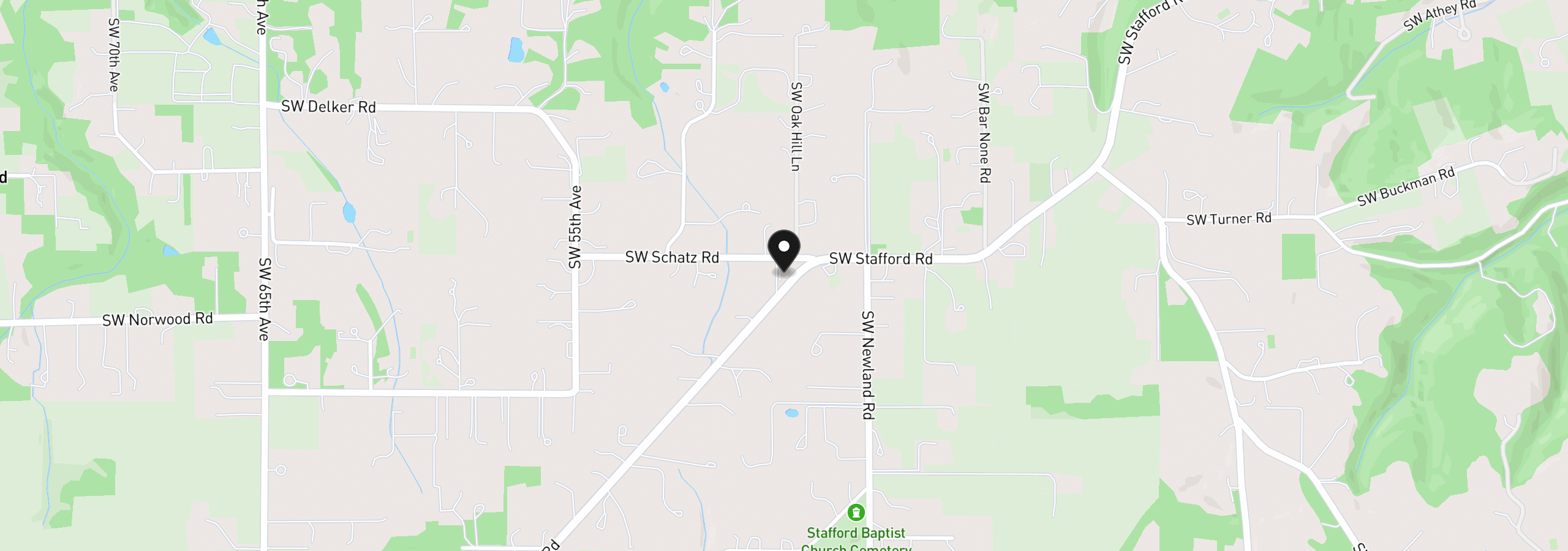 Map showing the location of 22525 SW Stafford Rd, Tualatin, OR 97062
