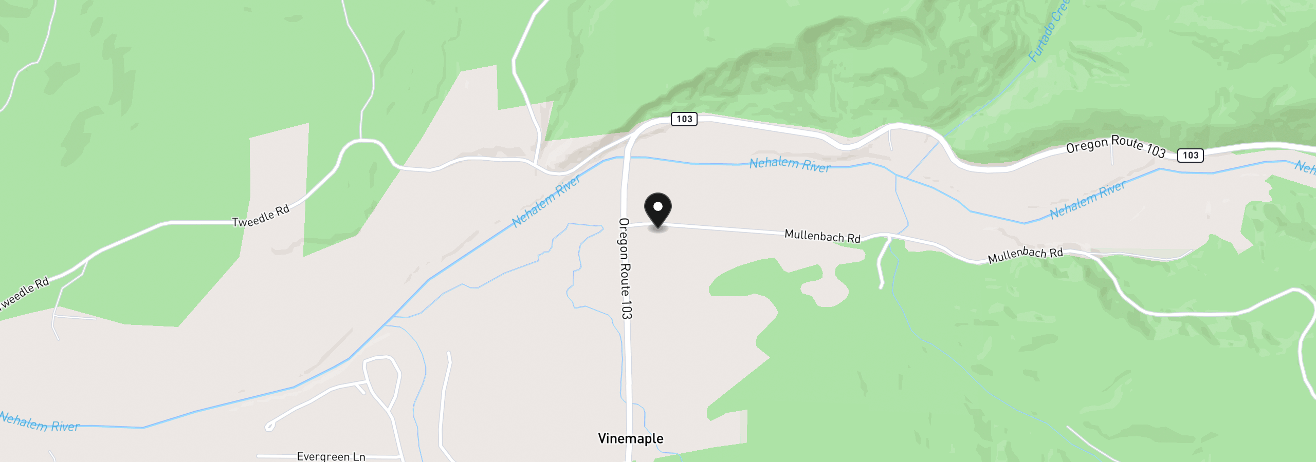 Map showing the location of 42726 Mullenbach Ln, Seaside, OR 97138