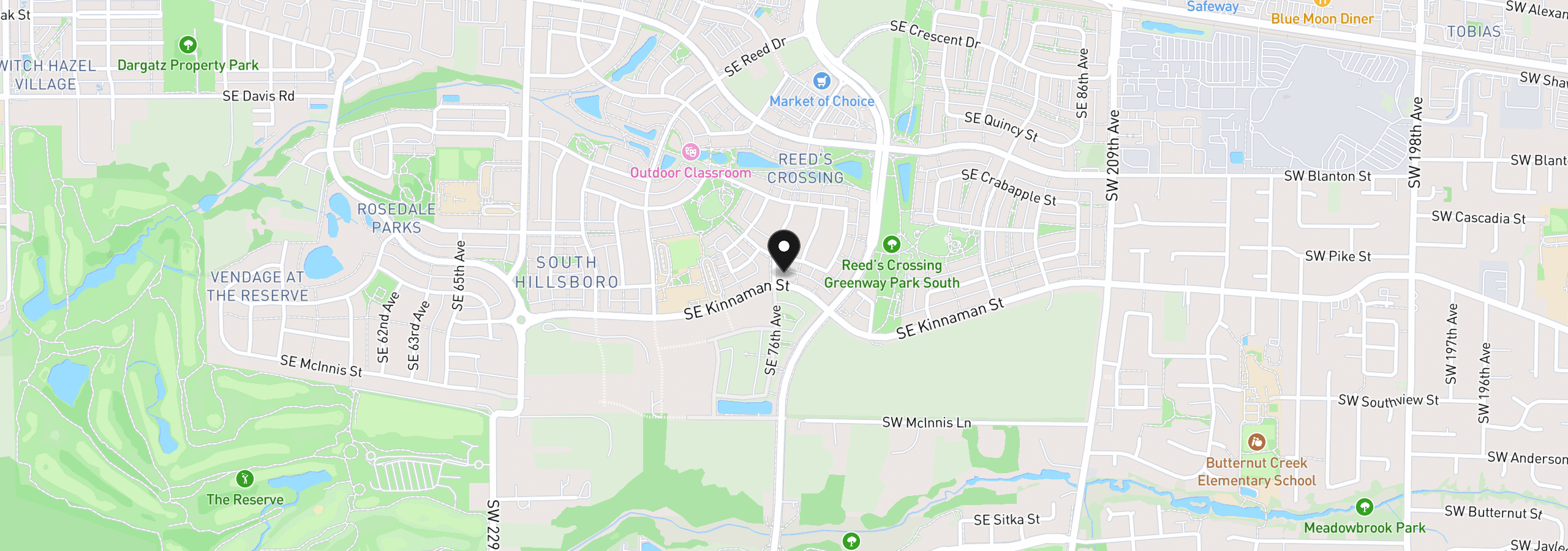 Map showing the location of 4198 SE 76th Ave, Hillsboro, OR 97123