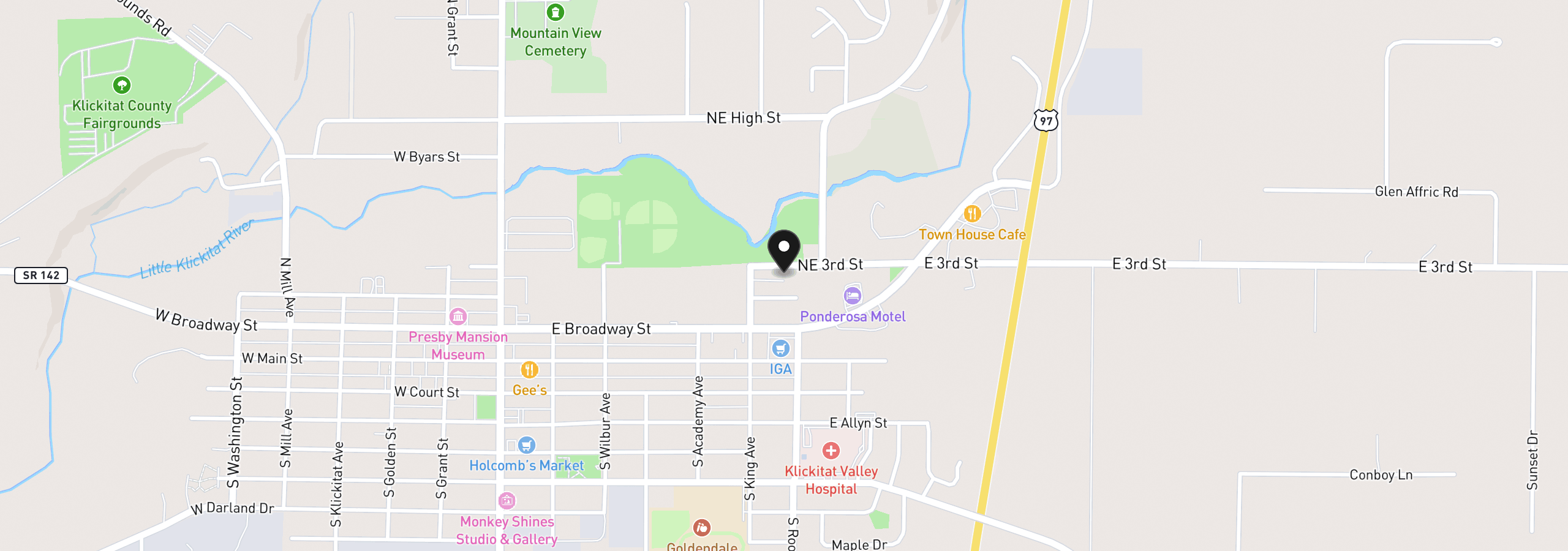 Map showing the location of 622 NE 3rd St, Goldendale, Wa 98620