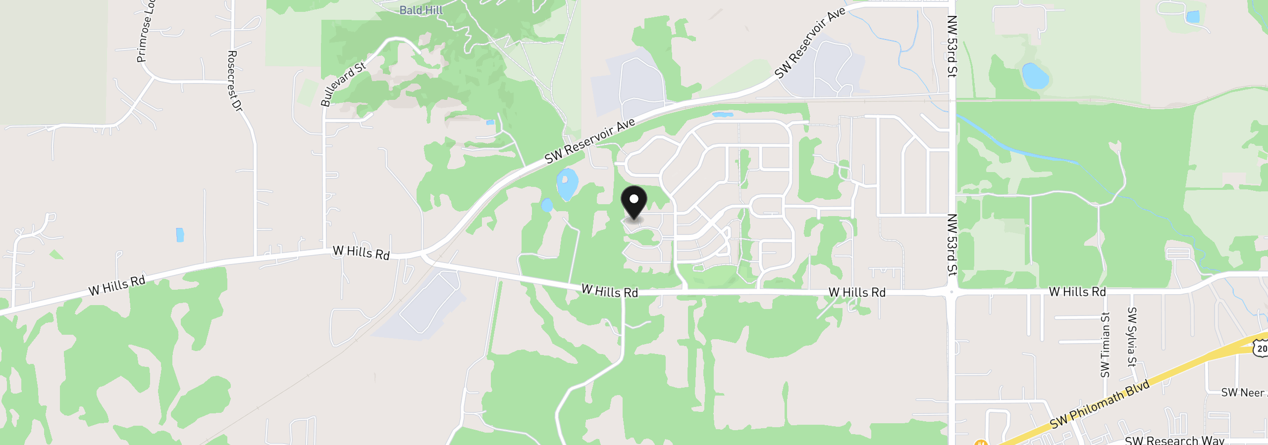 Map showing the location of 6298 SW Grand Oaks Dr, Corvallis, OR 97333