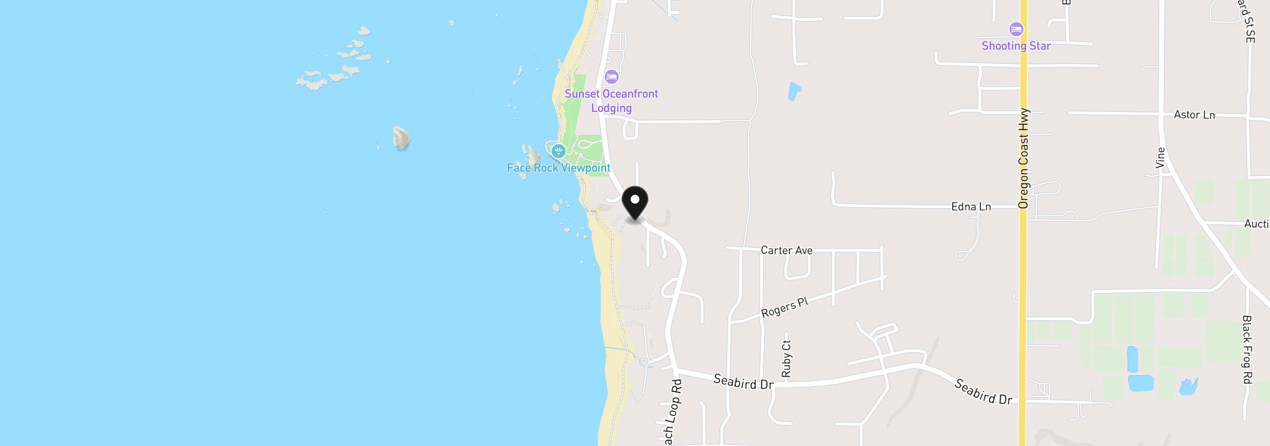 Map showing the location of 2488 Beach Loop Dr, Bandon, OR 97411