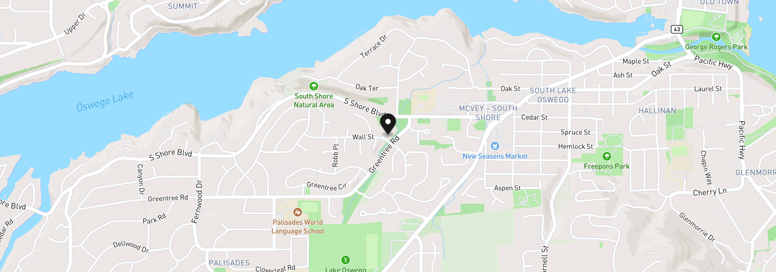 Map showing the location of 16633 Woodsman Ct, Lake Oswego, OR 97034