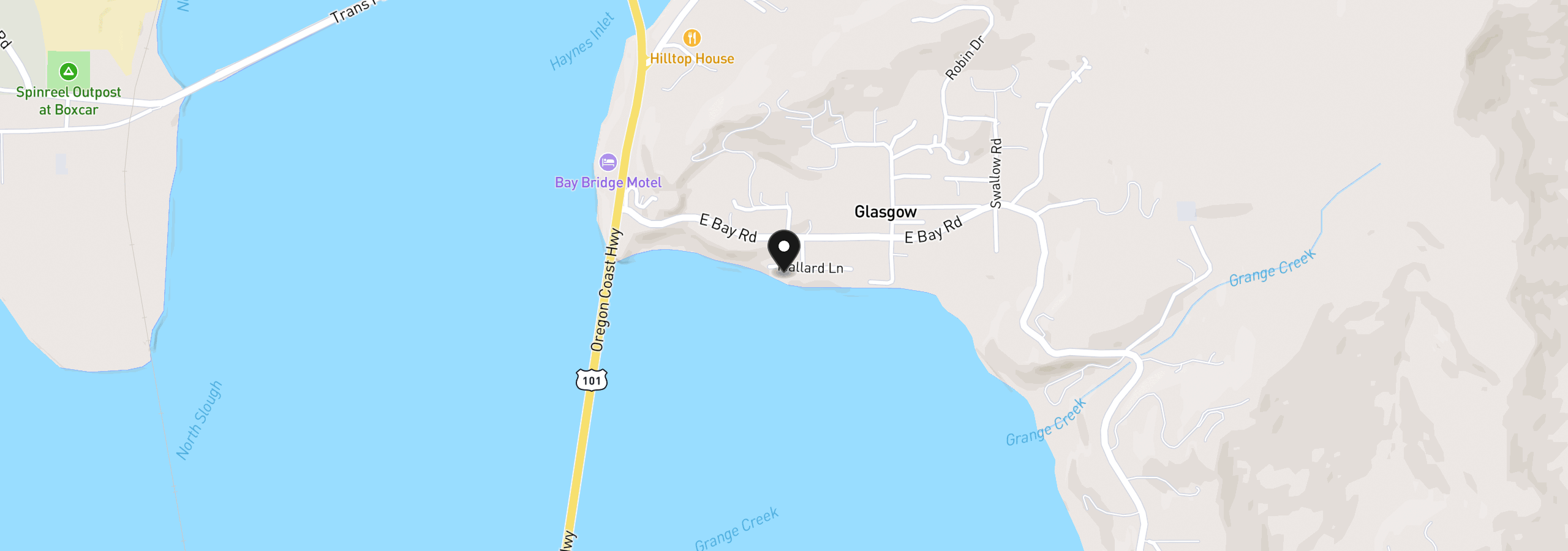 Map showing the location of 93646 Mallard Ln, North Bend, OR 97459