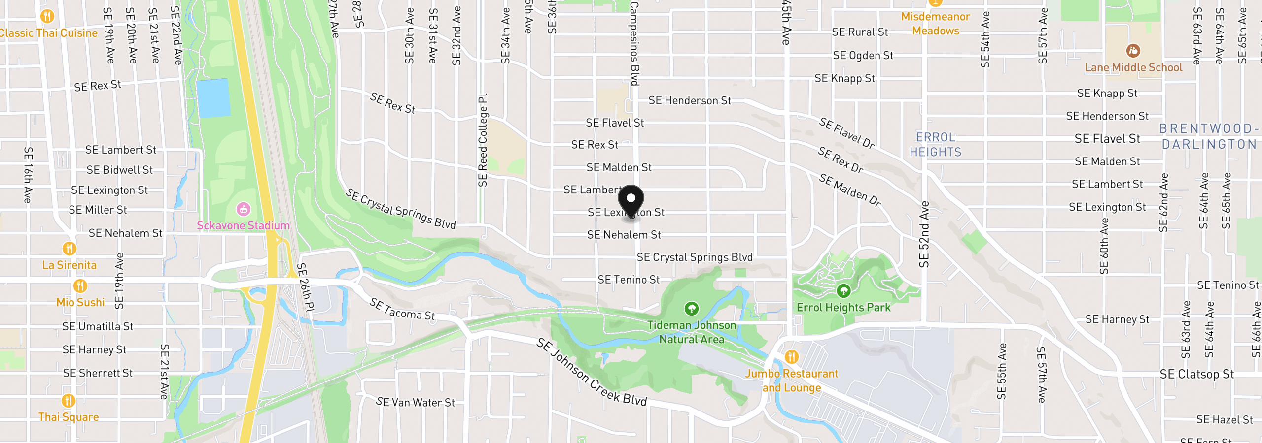 Map showing the location of 7925 SE Cesar E Chavez Blvd, Portland, OR 97202